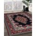 Traditional Dark Scarlet Red Medallion Rug in Family Room, tr1703