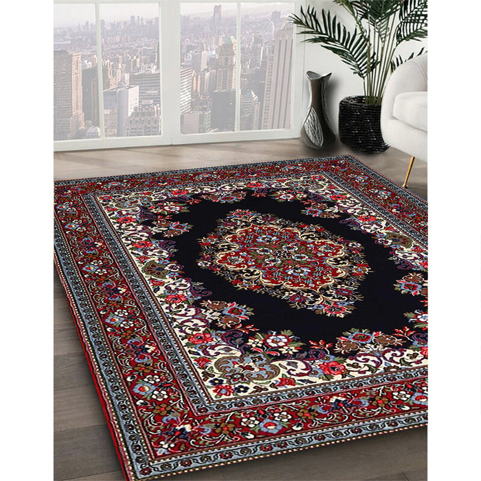 Machine Washable Traditional Dark Scarlet Red Rug in a Family Room, wshtr1703