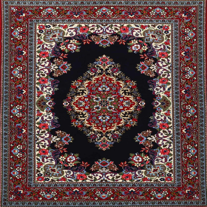 Square Traditional Dark Scarlet Red Medallion Rug, tr1703