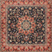 Square Traditional Light Copper Gold Medallion Rug, tr1704