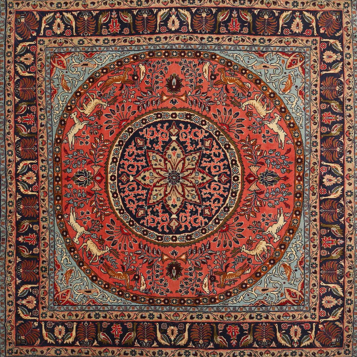 Machine Washable Traditional Orange Salmon Pink Rug, wshtr1705