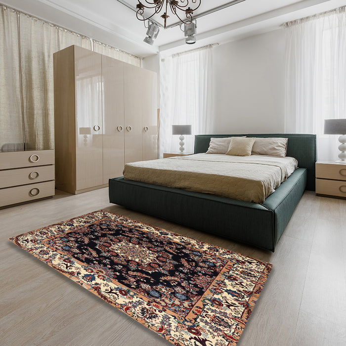 Machine Washable Traditional Night Red Rug in a Bedroom, wshtr1706