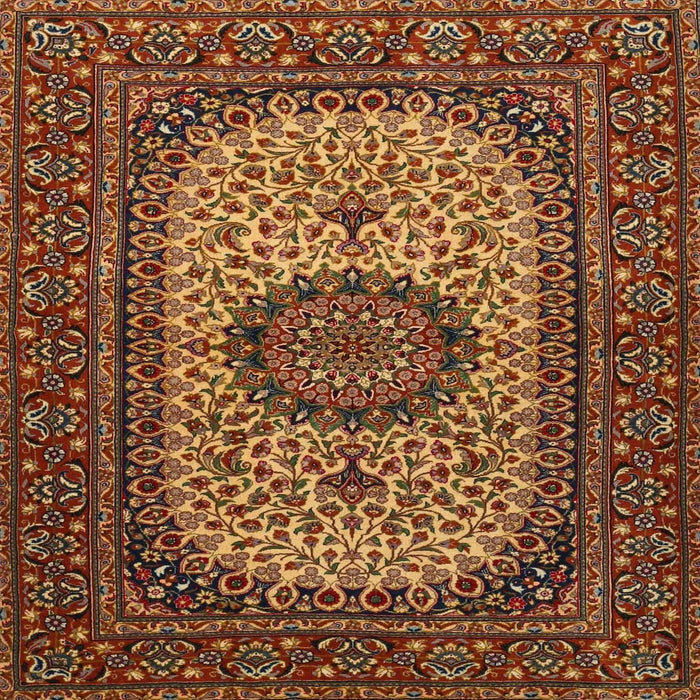 Square Traditional Saffron Red Medallion Rug, tr1707