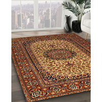 Traditional Saffron Red Medallion Rug, tr1707