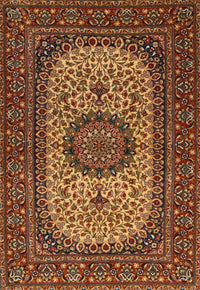 Machine Washable Traditional Saffron Red Rug, wshtr1707