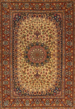 Machine Washable Traditional Saffron Red Rug, wshtr1707