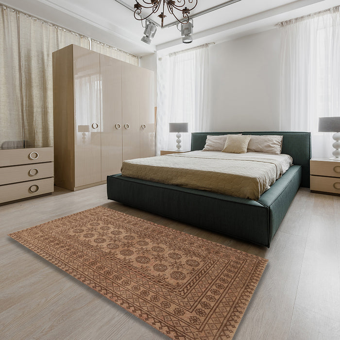 Traditional Saddle Brown Southwestern Rug in a Bedroom, tr1708
