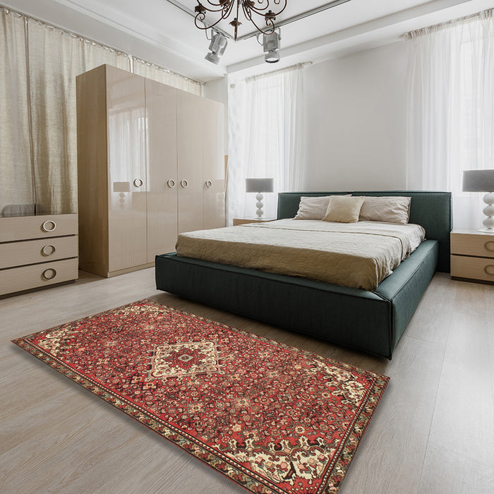 Traditional Red Persian Rug in a Bedroom, tr170