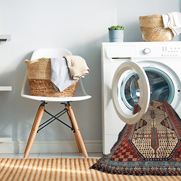 Machine Washable Traditional Brown Rug in a Washing Machine, wshtr1710