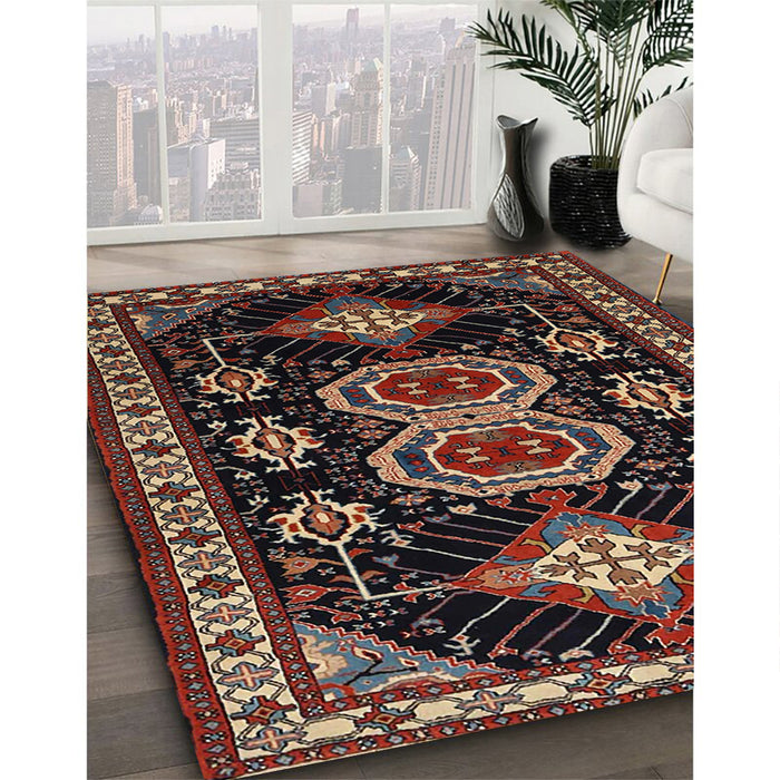 Traditional Dark Almond Brown Persian Rug in Family Room, tr1711