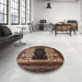 Round Traditional Dark Almond Brown Persian Rug in a Office, tr1712