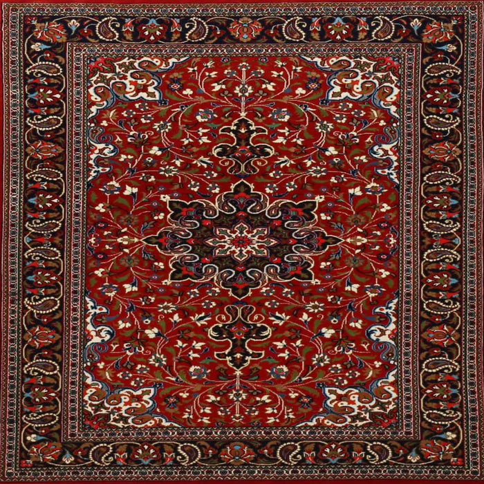 Round Machine Washable Traditional Sienna Brown Rug, wshtr1713
