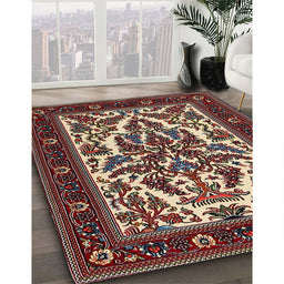 Machine Washable Traditional Saffron Red Rug in a Family Room, wshtr1714