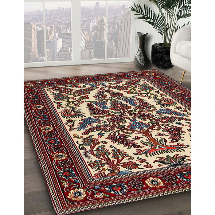 Traditional Saffron Red Persian Rug in Family Room, tr1714
