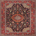 Square Traditional Saffron Red Medallion Rug, tr1716