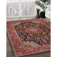 Traditional Saffron Red Medallion Rug, tr1716