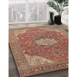 Machine Washable Traditional Brown Red Rug in a Family Room, wshtr171