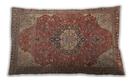 Traditional Classic Rectangular Brown Red Lumbar Throw Pillow, 13 inch by 19 inch, lbtr171