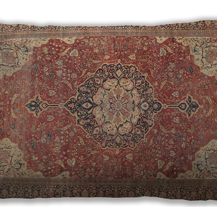 Traditional Classic Rectangular Brown Red Lumbar Throw Pillow, 13 inch by 19 inch, lbtr171