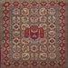 Round Machine Washable Traditional Saffron Red Rug, wshtr1720