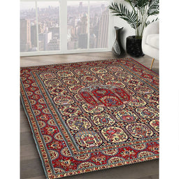 Traditional Saffron Red Persian Rug in Family Room, tr1720
