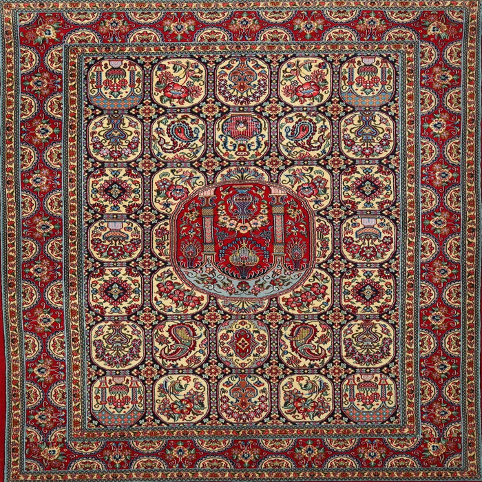 Square Traditional Saffron Red Persian Rug, tr1720