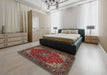 Traditional Saffron Red Medallion Rug in a Bedroom, tr1722