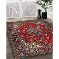 Traditional Saffron Red Medallion Rug, tr1722