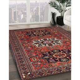 Traditional Dark Almond Brown Persian Rug in Family Room, tr1723