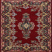 Square Traditional Dark Gold Brown Medallion Rug, tr1727