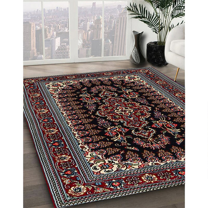 Traditional Army Brown Persian Rug in Family Room, tr1728