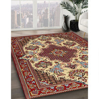 Traditional Saffron Red Medallion Rug, tr1729