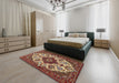 Traditional Saffron Red Medallion Rug in a Bedroom, tr1729