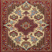 Square Traditional Saffron Red Medallion Rug, tr1729