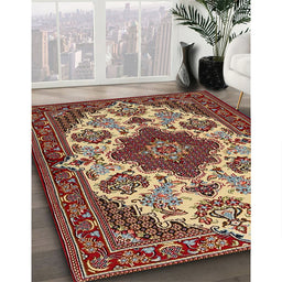 Machine Washable Traditional Saffron Red Rug in a Family Room, wshtr1729