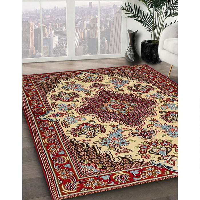 Machine Washable Traditional Saffron Red Rug in a Family Room, wshtr1729