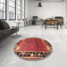 Round Traditional Red Animal Rug in a Office, tr172