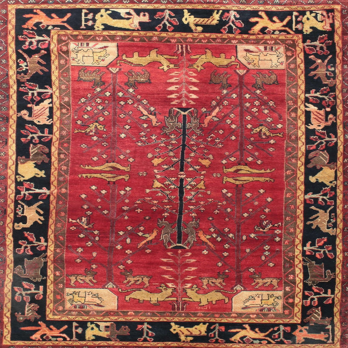 Square Traditional Red Animal Rug, tr172