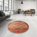 Round Traditional Mango Orange Persian Rug in a Office, tr1732