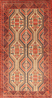 Machine Washable Traditional Mango Orange Rug, wshtr1732