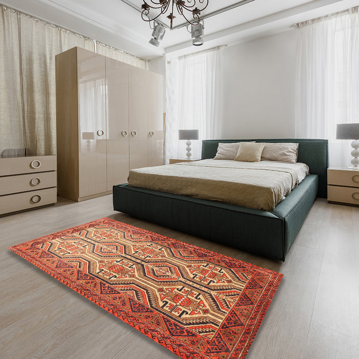 Traditional Mango Orange Persian Rug in a Bedroom, tr1732