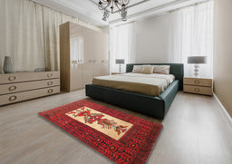 Traditional Red Persian Rug in a Bedroom, tr1733