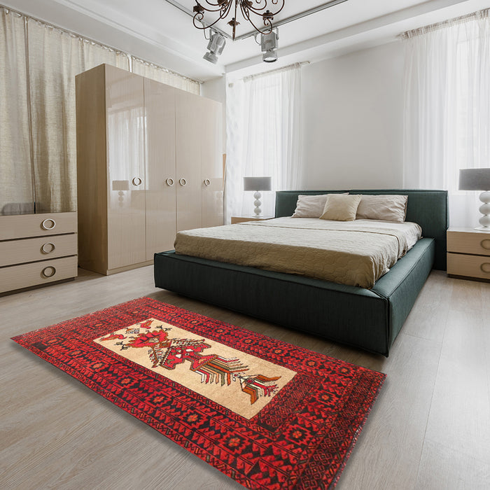 Traditional Red Persian Rug in a Bedroom, tr1733