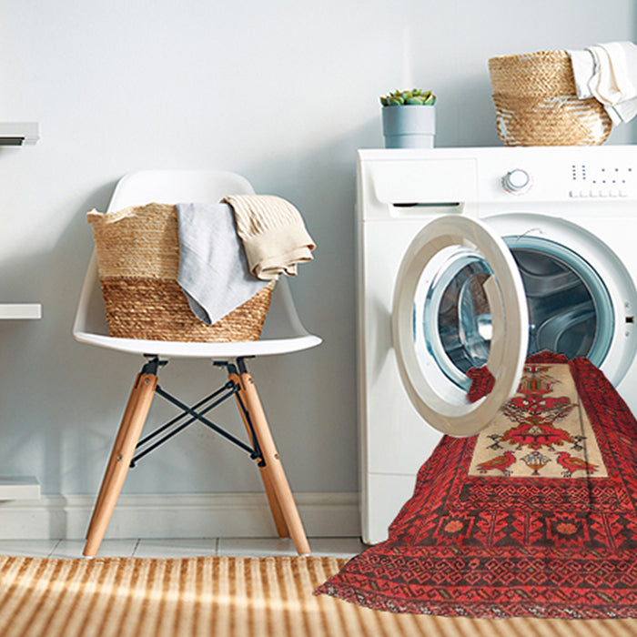 Machine Washable Traditional Red Rug in a Washing Machine, wshtr1733