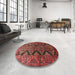 Round Traditional Cherry Red Persian Rug in a Office, tr1736