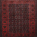 Round Machine Washable Traditional Saffron Red Rug, wshtr1738