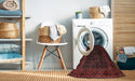 Machine Washable Traditional Saffron Red Rug in a Washing Machine, wshtr1738