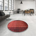 Round Machine Washable Traditional Red Rug in a Office, wshtr1740