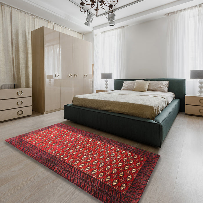 Traditional Red Southwestern Rug in a Bedroom, tr1740