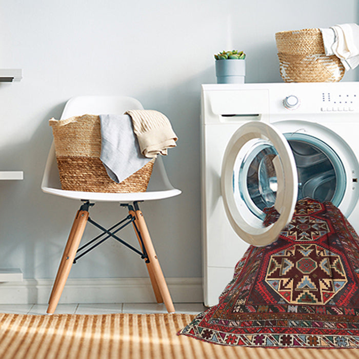 Machine Washable Traditional Brown Rug in a Washing Machine, wshtr1741